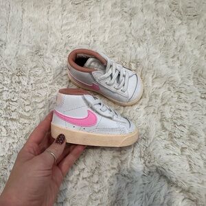 Nike Kids White and Pink High-Top Sneakers